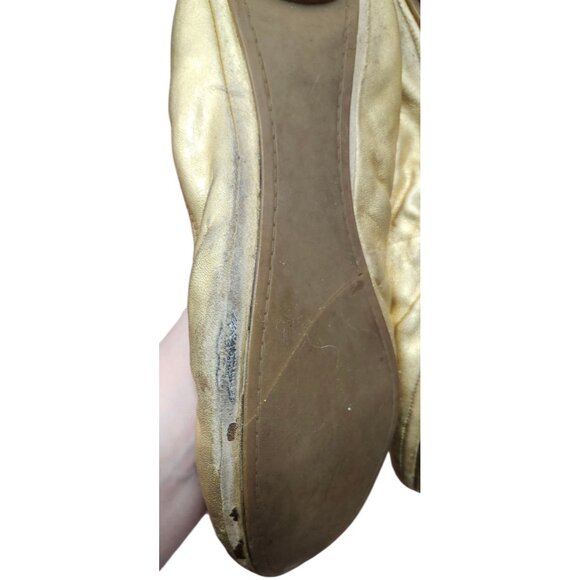 Tory Burch Gold Leather Ballet Flats Medallion Women’s Size 9 - Picture 11 of 12